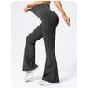 Women's Yoga Pants, High Waist Flared Knit Pants, Black Casual Pants, Comfortable Stretch Fabric