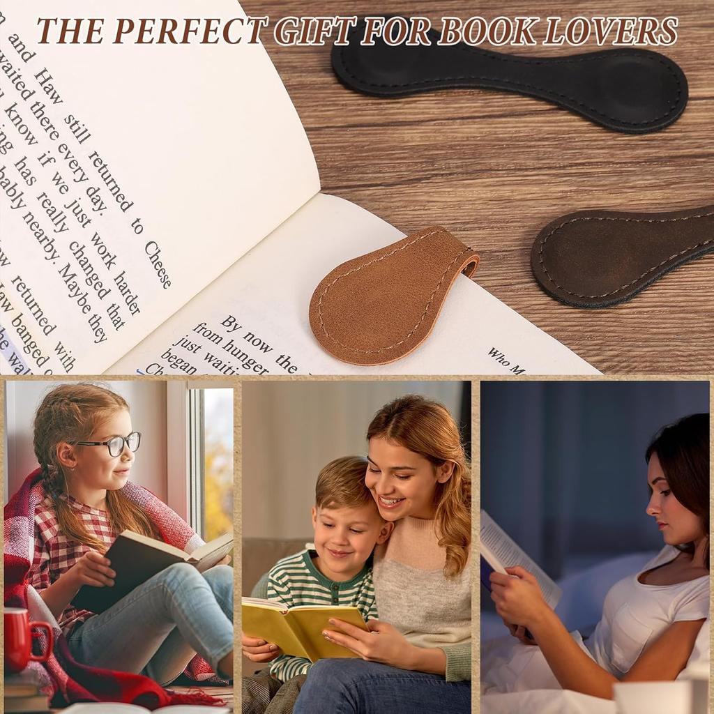 8 Pcs Leather Magnetic Bookmarks,Retro Magnetic Bookmark Holder,Double-Sided Magnetic Buckle for Wallet,PU Leather Bookmark Gift Suitable for Reading