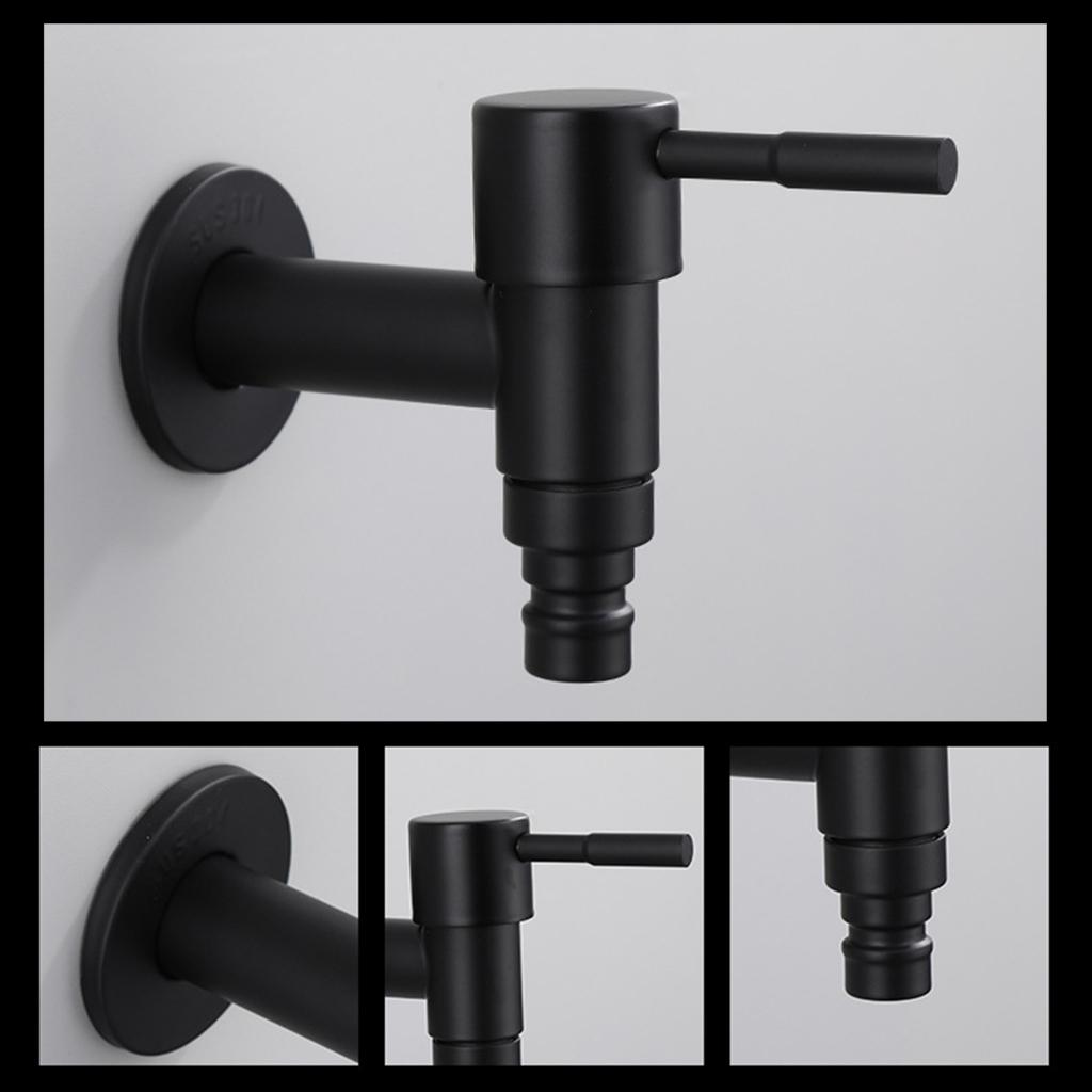 Wall Mounted Single Cold Water Faucet Classic Black Washing Machine Mop Pool Water Tap for Home Garden Bathroom Bath
