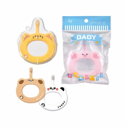 

Ci Baby Toothbrush with Animal-themed Rings (Pig, Panda, Cat, Dog) - 1 Ring, Comes in a Special Case, Size Small (Soft), Color and Pattern Available,