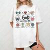 God Says You Are Funny Graphic T Shirts Bible Verse Doodle Cotton Shortsleeve Tees Retro Style Men Woman Fashion Casual Wear