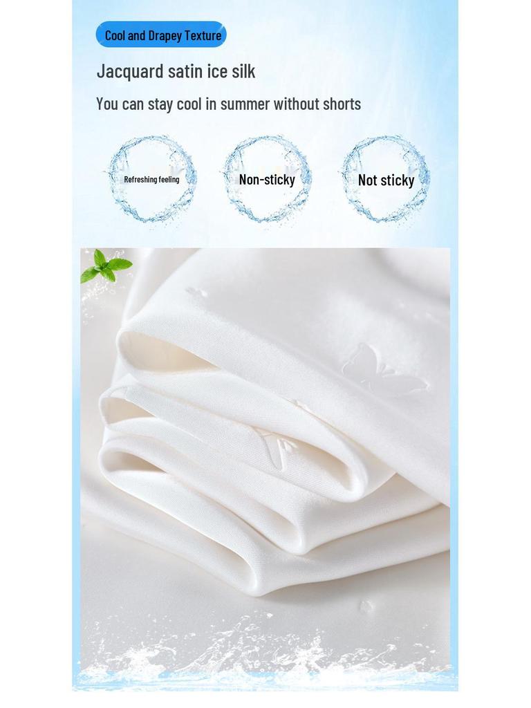 2026 Summer High Waist Jacquard Silk Wide Leg Pants with Sun Protection for Women