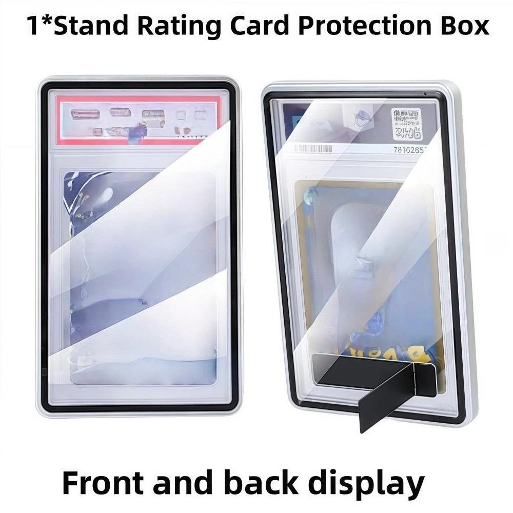 2-in-1 PSA/CGC Graded Card Protective Box with Stand Transparent Metal Magnetic Case UV Protection Double-sided Glass