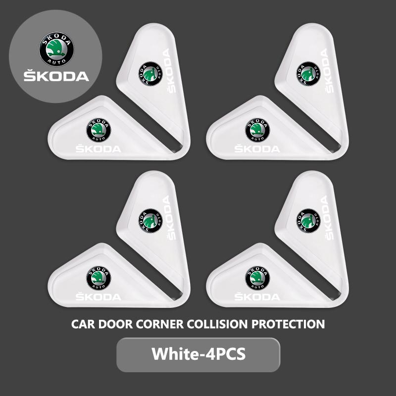 cqmes7 Silicone Car Logo Door Corner Cover Bumper Crash Scratch Protector Accessories For Skoda Kodiaq Fabia Kamiq Karoq Octavia 2 3