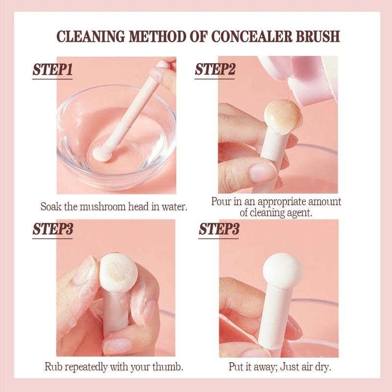 Mini Mushroom Head Concealer Sponge Brush Soft Round Tip For Spot Tear Trough Nasolabial Folds Portable Blending Makeup Tool