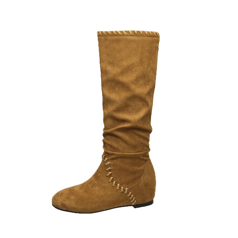 Fashion New Type Inner Heighten Sleeve Round Head Suede Soft Sole Anti-slip Wear-resistant High Shoe