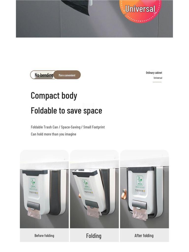 Wall-Mounted Foldable Kitchen & Bathroom Trash Bin