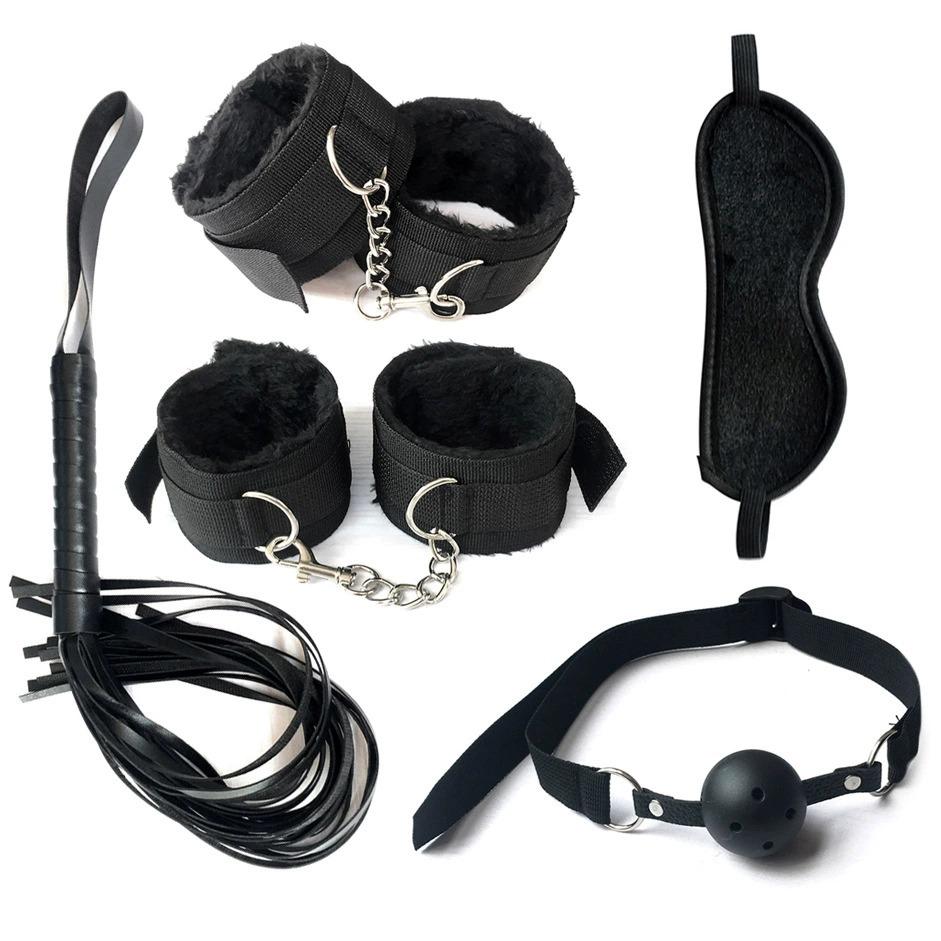 SM Fetish Bondage Erotic Toy Restraint Set Sex Toys For Women Handcuffs Whip Binding Anal Plug Vibrator Couple Sexy Tool