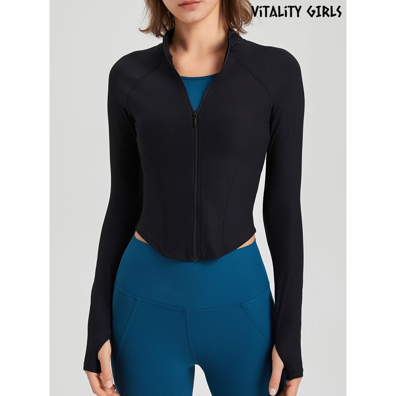 Vitality Girls Thread Quick-Drying Yoga Clothes Outwear Female Silm Figure Flattering Sportswear Cardigan Top Long Sleeves