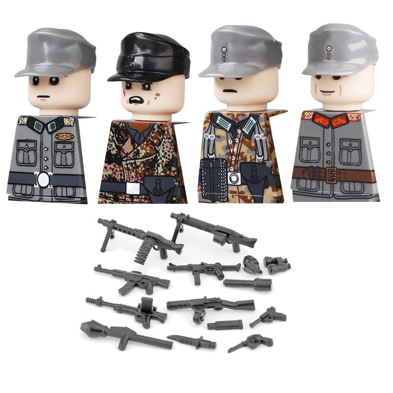 Military Soldier Building Block Figure British US Snow Camouflage Troop MP40 M1A1 Motorcycle Accessories Toys Gift Brick Z02