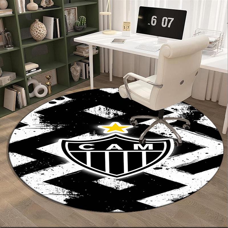 1PC round rug Black And White Stripes With Shield Printed Round Area Rug ,Rug For Home Office, Round Chair Rug,Carpet Fan gifts Christmas gift