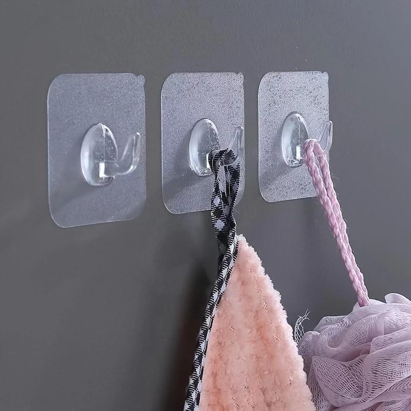 10/20Pcs Transparent Wall Hooks Hangers Self Adhesive Door Wall Hangers Hooks Heavy Load Rack Kitchen Bathroom Organizer Holder Utility Hooks