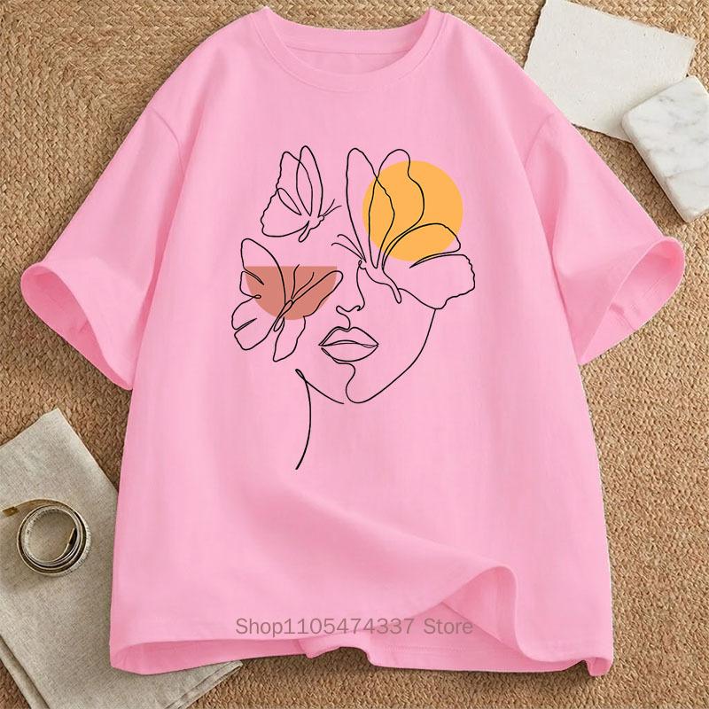 Line Face Graphic Print Tshirts For Unisex Summer Casual Fashou Harajuku Loose Streetwear Tops Crew Neck Short Sleeve Tshirts