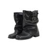 Pleated Pile Boots Women's 2025 New Black Maillard Medium Boots Women's Leather Western Boots Locomotive Martin Boots
