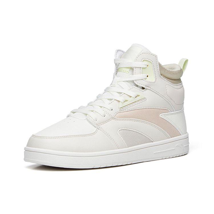 Anta Street Fun Casual High-Top Skate Shoes Women Sneakers Gray White Yellow 122238067-3