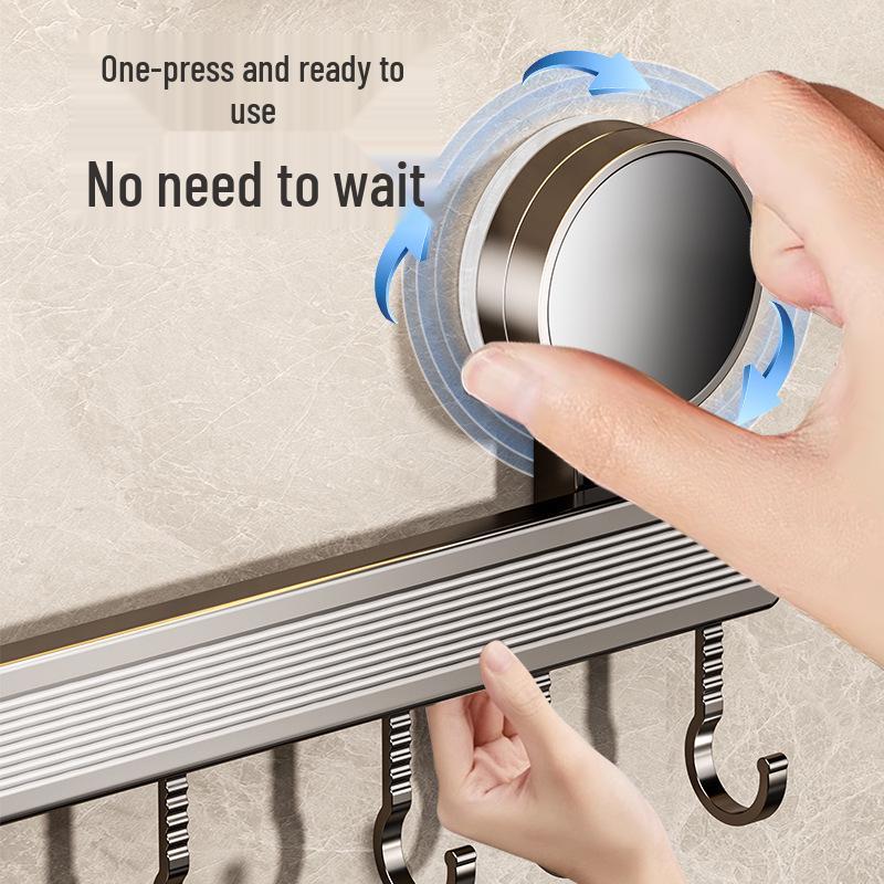 Sliding Suction Cup Kitchen Hooks: No-Drill Aluminum Wall-Mounted Spatula Storage Rail
