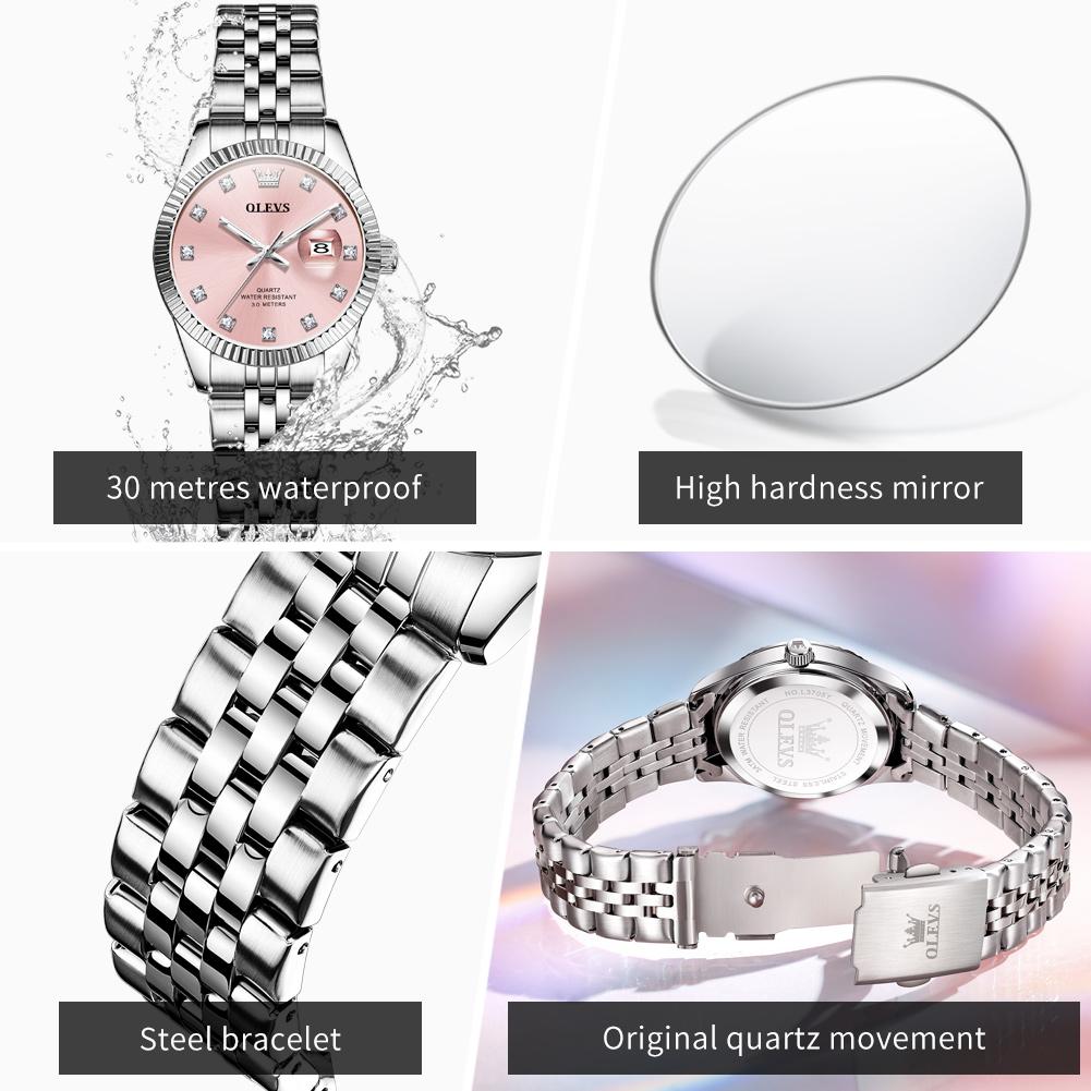 OLEVS Elegant Ladies Watch Luminous Waterproof Date Wristwatch For Woman Quartz Women's Watches