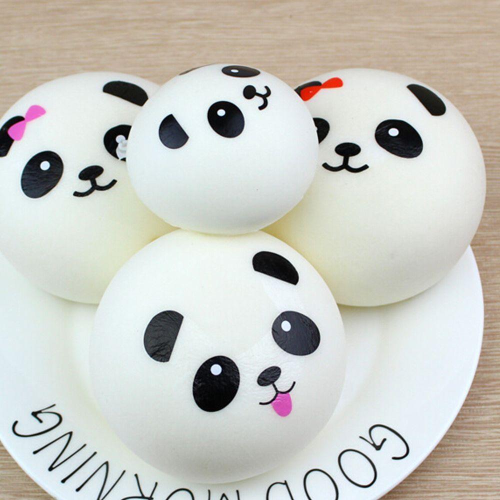 Relieves Ball Simulation Stress PU Toys Straps Kawaii Cartoon Panda Squeeze Toys Silicone