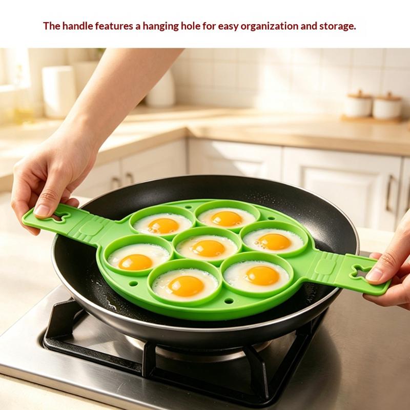 Silicone Non Stick Pot 7-Hole Baking Mold Food-Grade Handle Fried Eggs Pancake Omelet Mold Home Cooking Kitchen Tool Baking Mold