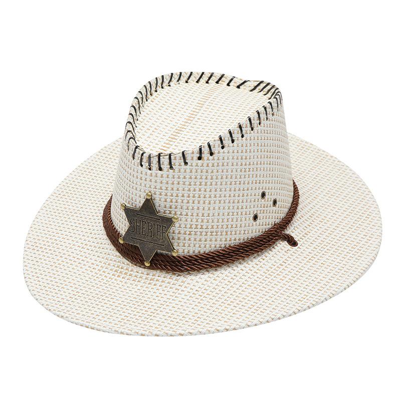 European, American and Western Cowboy Sun Hat Three Ropes Straw Hat Travel Sun Hat, Spring and Summer Outdoor Big Brim Sun Hat