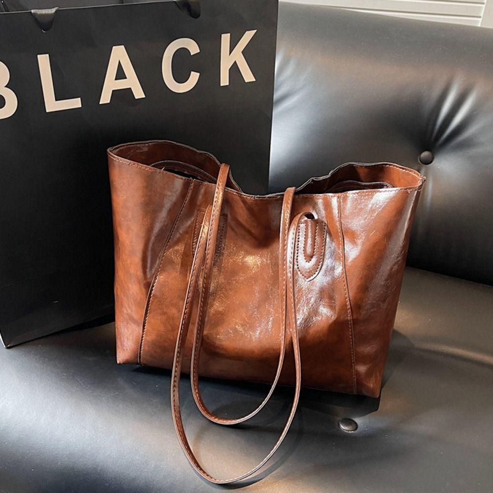 Fashion Shoulder Bag PU Leather Women Tote Bag Soft Large Capacity Shoulder Bag Crossbody Bag Soft Underarm Pouch