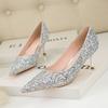 Fashion Sequins Kitten Heels Fashion Woman Pumps Pointed Toe Heeled Shoes Stiletto Heels 2024 New Heeled Shoes Sliver Gold Wedding Shoes