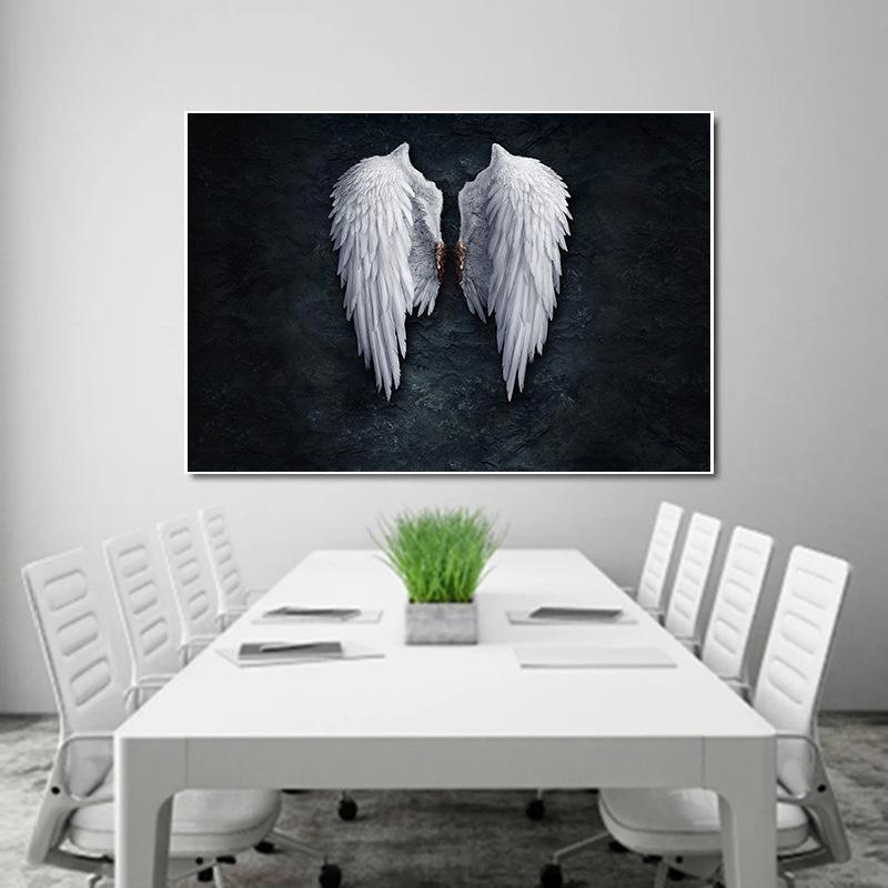 Arte mural de estética abstracta nórdica con alas de ángel, óleo sobre lienzo en HD, pósteres e impresiones para decoración del hogar, dormitorio y sala de estar, regalos.