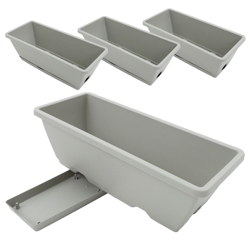 4er-Set rechteckiger Blumenkasten Pflanzgefäß Blumentopf Gemüse Pflanztopf Gartenzubehör Harz Pflanzbehälter Gartenzubehör
