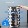 Étagère à épices rotative avec 12/16/20 pots, organisateur d'assaisonnement rotatif avec étiquettes, carrousel à épices en acier inoxydable pour comptoir de cuisine, armoire