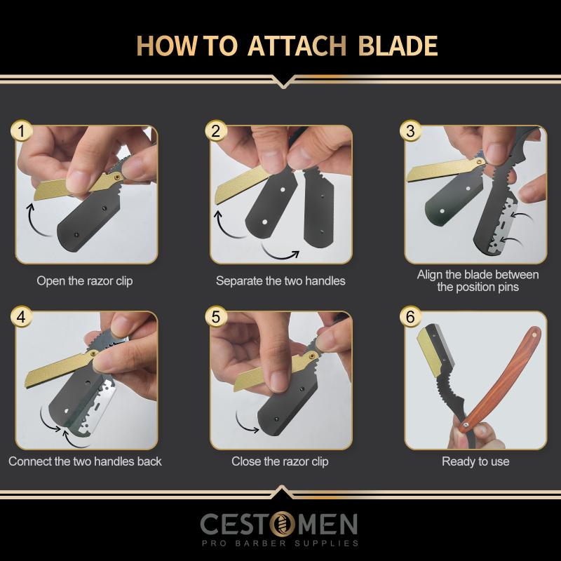CESTOMEN Professional Vintage Barber Straight Razor Wooden Handle Salon Quality Cut Throat Shavette For Men