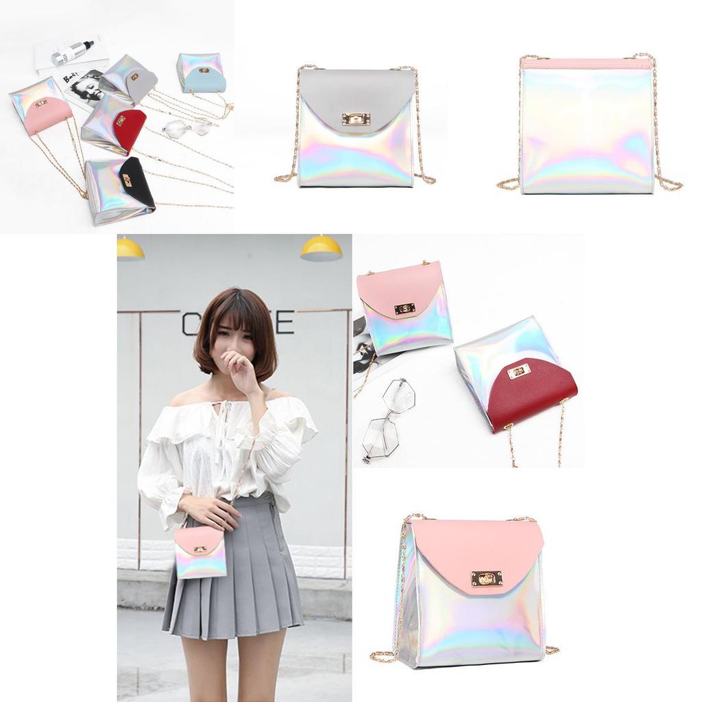 Elegant Fashion Women Mini Chain Bag With Laser Clear Design Shoulder Handbag