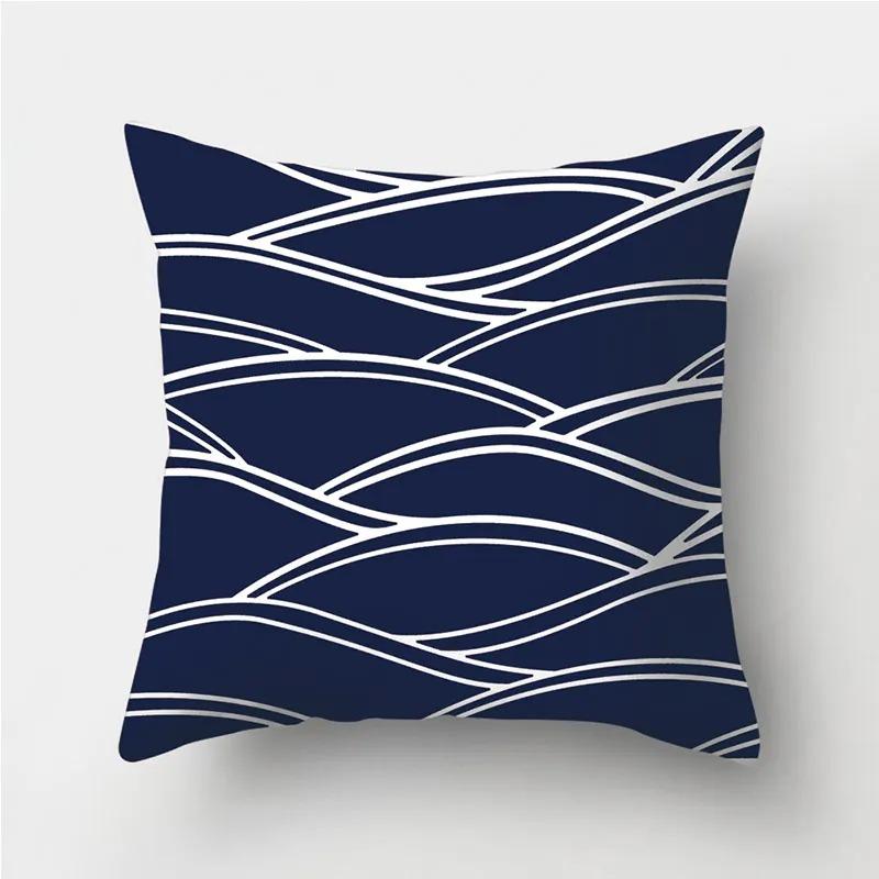 Dark Blue Geometric Pattern Decorative Pillowcase Bedding Home Decoration Cushion Pillowcase