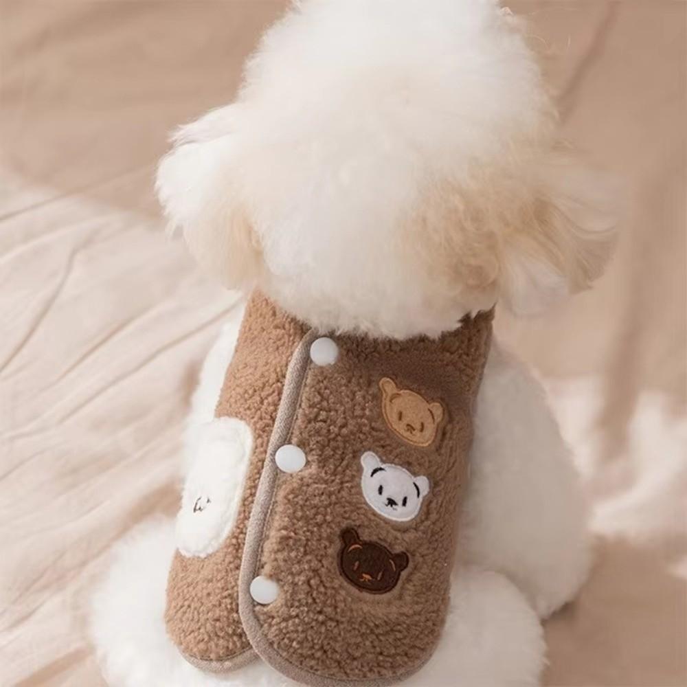 New Dog Clothes Thickened Windproof Dog Costume Cartoon Bear Keep Warm Pet Coat For Small Medium Dog
