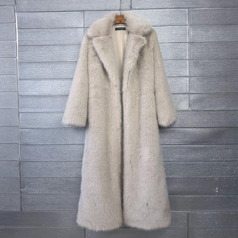 Zima Nowa Moda Płaszcz ze Sztucznego Futra Dla Kobiet Jednolity Kolor Wysokiej Jakości Codzienny Kardigan Długa Kurtka Damska Modny