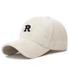 Herbst/Winter Koreanischer Stil Cord-Baseballkappe mit 3D-Buchstabe 'R' - Einfarbig, Hartes Schild, Verstellbar, Modisch