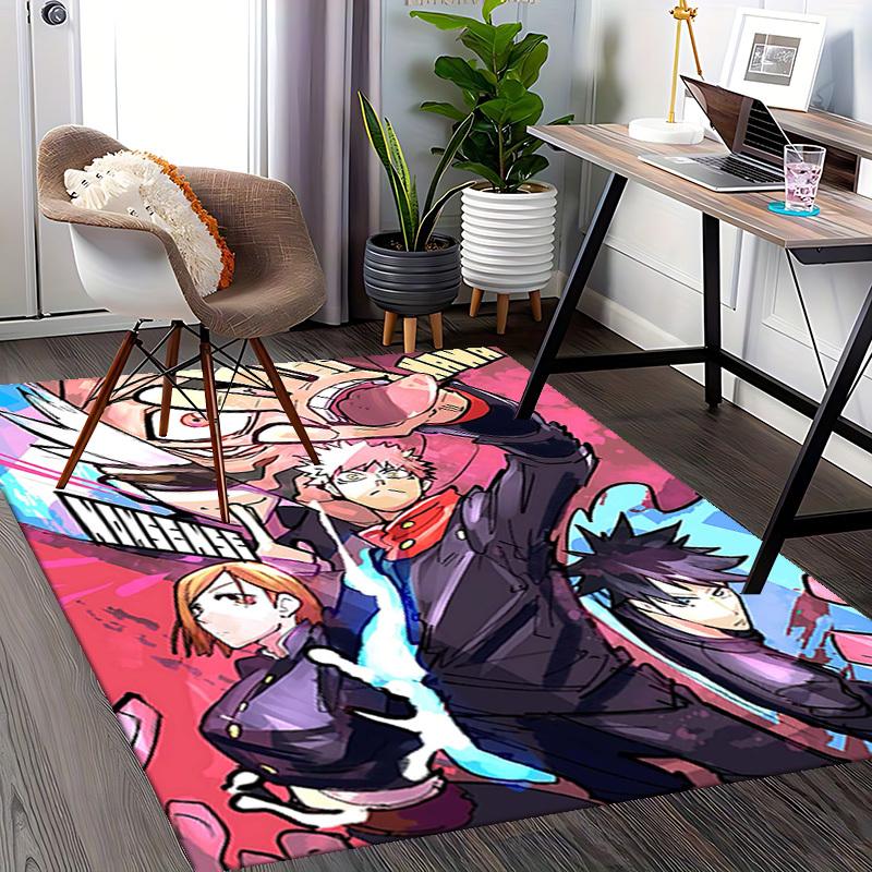 1pc Anime Cartoon Design Jujutsu Kaisen Chair Mat - Non-Slip Carpet for Office, Home Decor, Living Room, Bedroom, Game Room - Perfect Gift for Anime L
