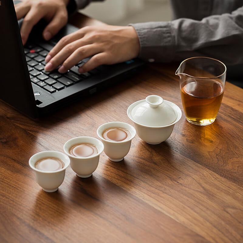 Mùyī Ivory White Portable Ceramic Gaiwan Tea Set