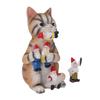 Katze frisst Gartenzwerge Statue Harz Lustig Farbecht Katze frisst Gartenzwerge Skulptur für Außengarten