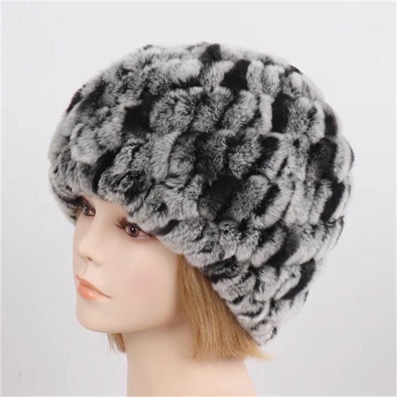Lady Winter 100% Natural Real Rex Rabbit Fur Hat Women Soft Rex Rabbit Fur Cap Warm KnittedHats