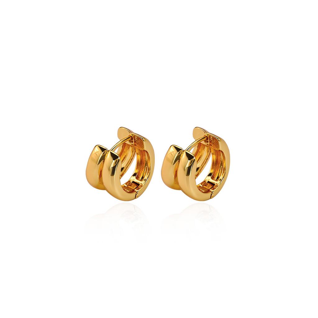Classic Double Hoop Earrings for Women Chunky Stainless Steel Gold Earring Trend New in Minimalist Pendientes Jewelry