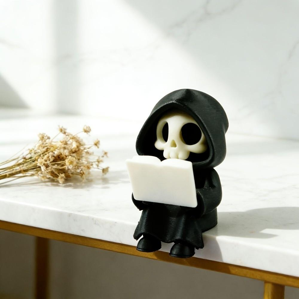 Creative Gothic Decoration Cartoon Reading Pose Ghost Statues Creative Cute Ghost Ornaments  Gifts