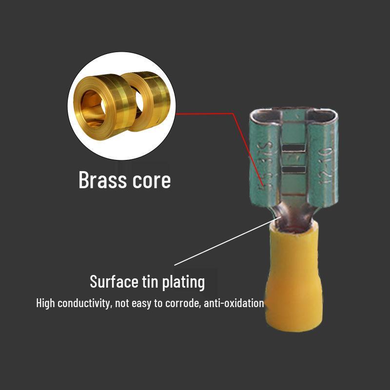 Brass Cold-Pressed FDD Female Pre-Insulated Terminal Insert Spring Wiring Connector with Copper Lugs