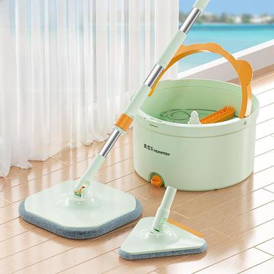 Freihändiger Schleudermopp: Nass & Trocken Flachmopp mit Eimer - Wasserabsorbierend, Einwischreinigung für Zuhause