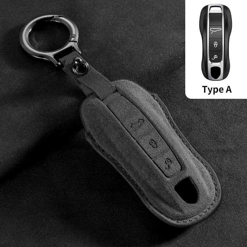 

Car Key Case Cover For Porsche Panamera Cayenne 971 911 9Ya Macan Boxster 3 Buttons Suede Car Remote Key Shell Fob Accessories