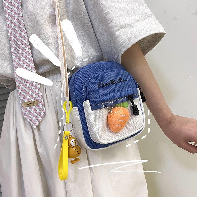 

Internet celebrity canvas small bag 2025 new Japanese cute girl versatile casual shoulder messenger mobile phone small square bag королівський синій колір