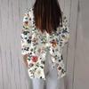 Women's Fashion Seven Sleeve Casual Lapel Back Tie Shirt Printed T-Shirt Top
