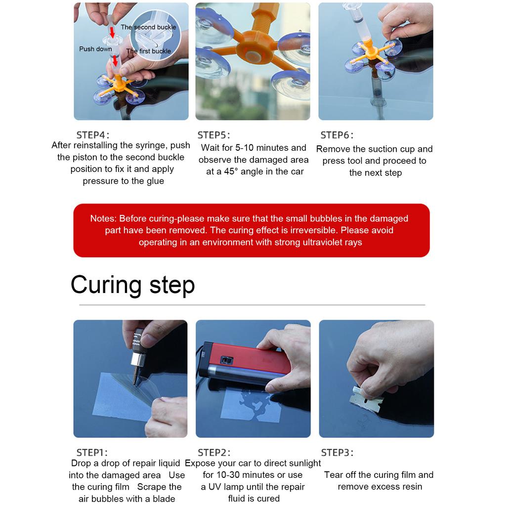 DIY Car Windshield Repair Kit Auto Windshield Crack Repair Resin Tools For Repair Glass Bull's Eye, Star, Chips, Cracks