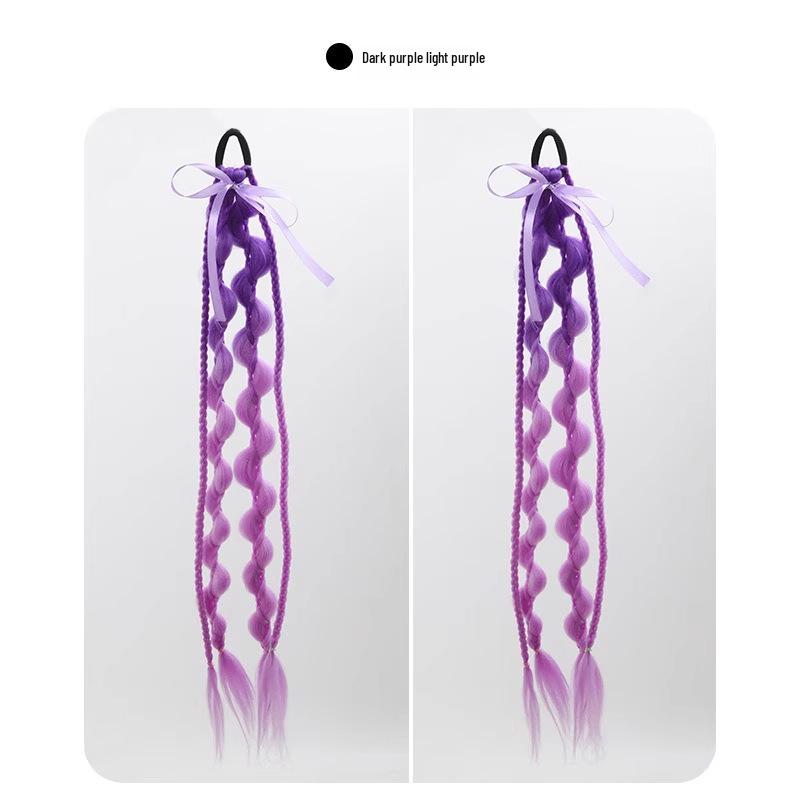 European Style Gradient Lantern Bubble Ponytail: Fashionable Women's Long Hand-woven Braid
