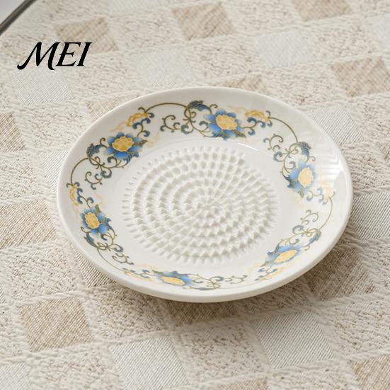 Ceramic Garlic Grater Grinder, Multi-Functional Grating Plate, Manual Ginger Serving Dish Zester Bowl, All-in-One Prep Mixing Dish, Kitchen Tool And