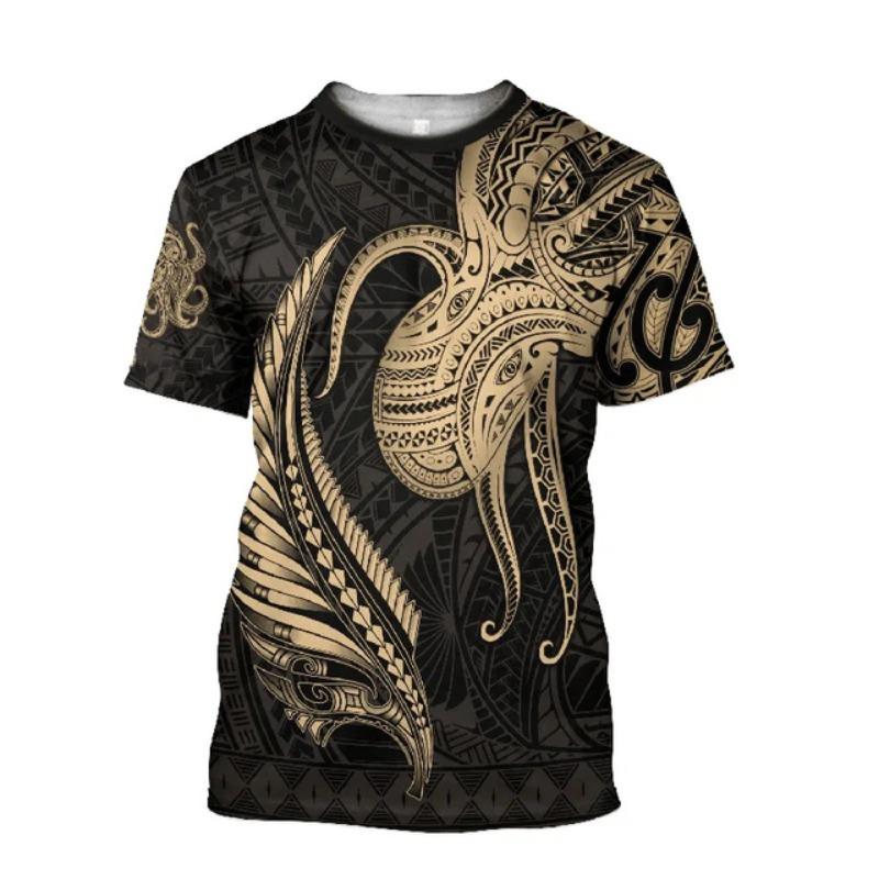 Retro Ocean Animal Pattern T-Shirt For Men Tentacle Organism 3D Printed T Shirts Loose Short Sleeve Tees Round Neck Street Tops